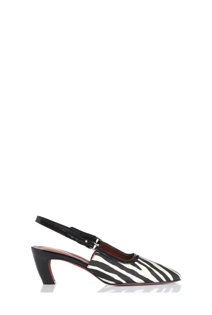 La Nostalgica — Zebra Print Moire Satin & Patent
